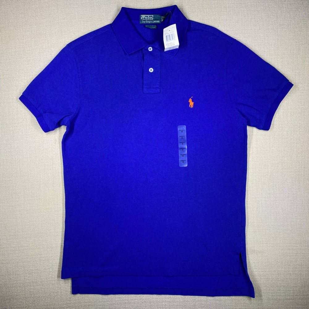 Polo Ralph Lauren Mens Custom Fit S/S Polo Shirt Blue Size Medium NWT